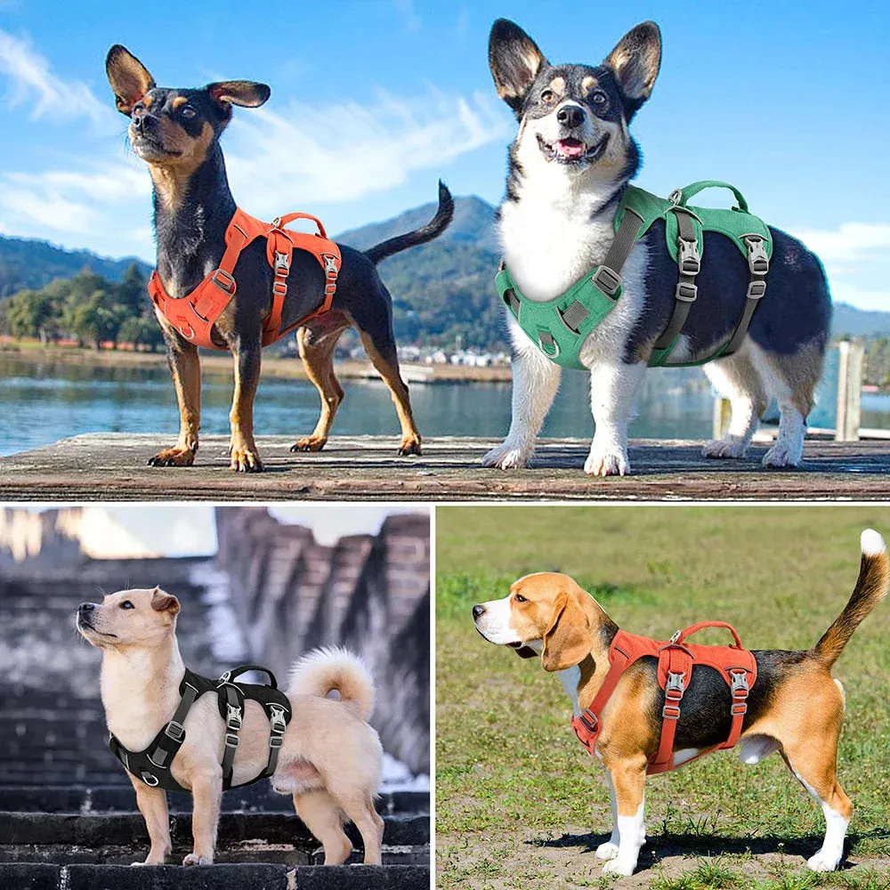 Adjustable Reflective Nylon Dog Harness with Handle for Various Dog Sizes