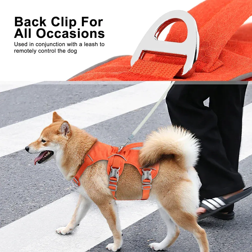 Adjustable Reflective Nylon Dog Harness with Handle for Various Dog Sizes