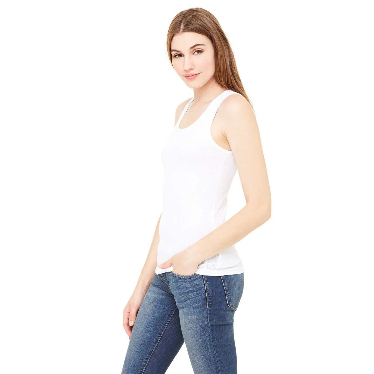 Bella   Canvas Women's White 2x1 Rib Tank