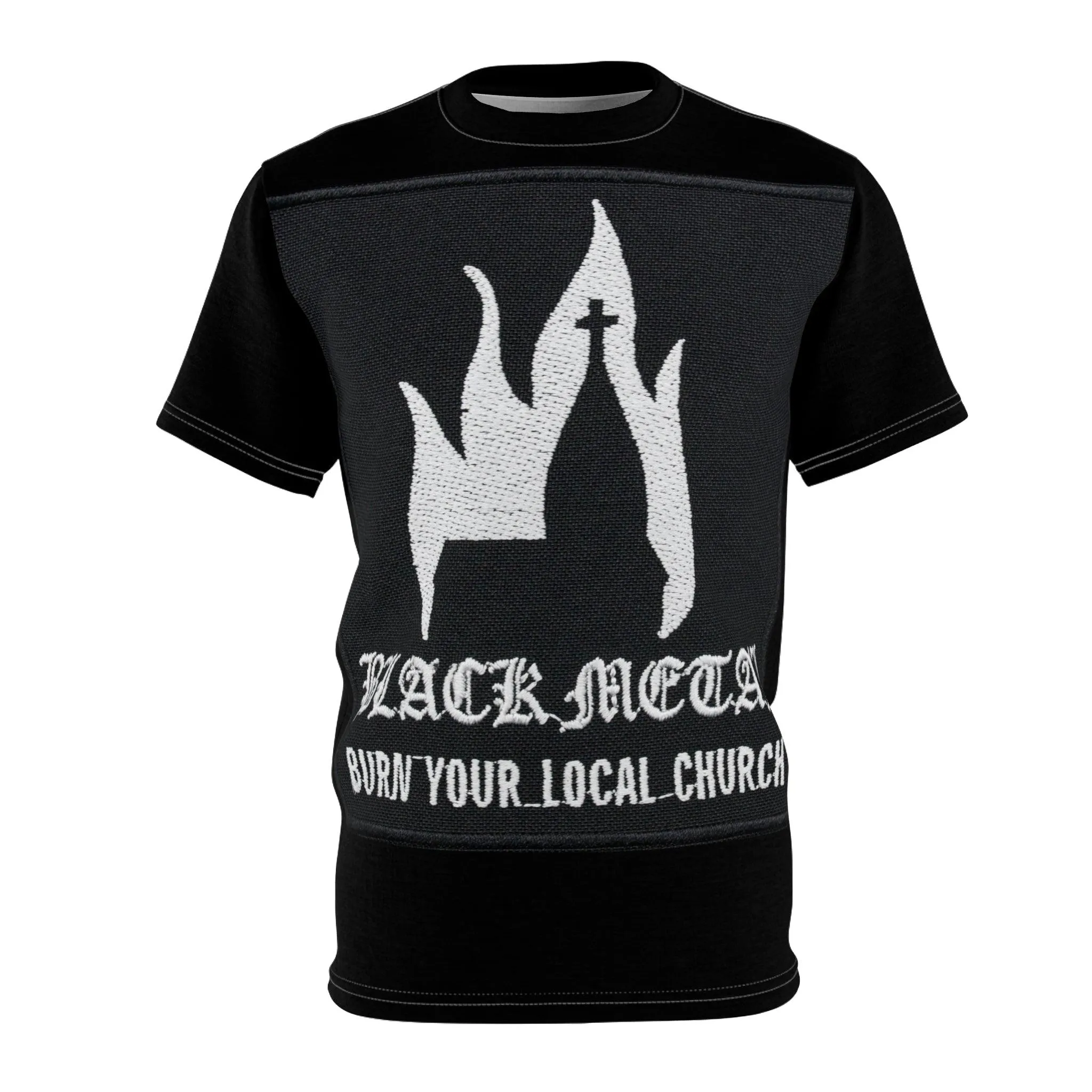 BLACK METAL Burn Your Local Church Unisex Tee