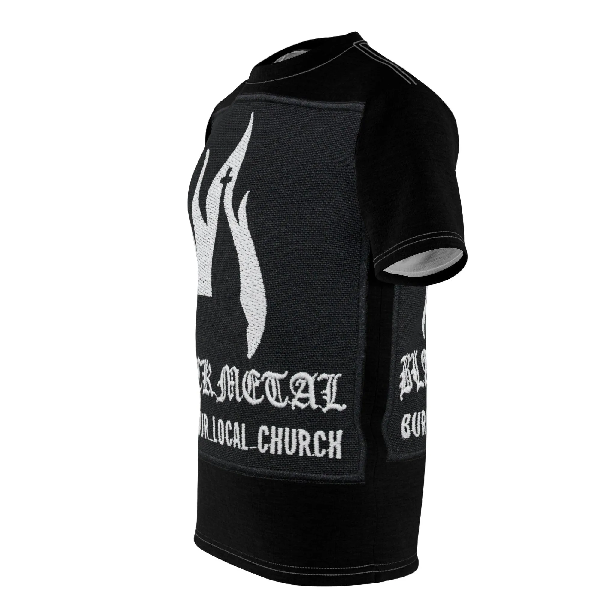 BLACK METAL Burn Your Local Church Unisex Tee