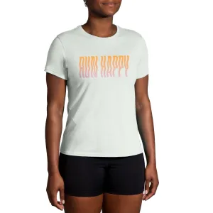 Brooks | Distance Short Sleeve 2.0 | Women's | Heather Cool Mint/Run Happy