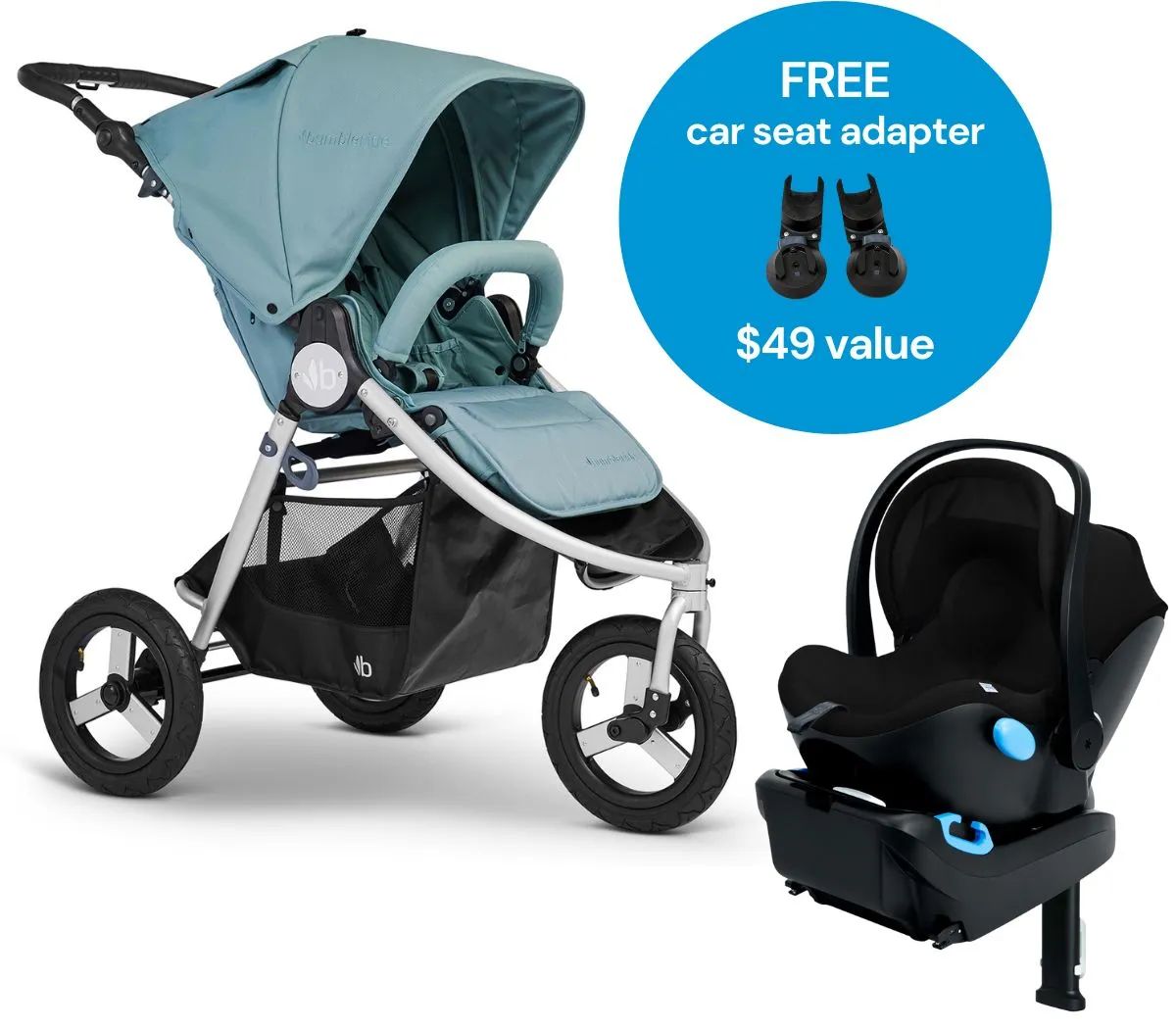 Bumbleride Indie   Clek Liing Travel System - Sea Glass / Pitch Black