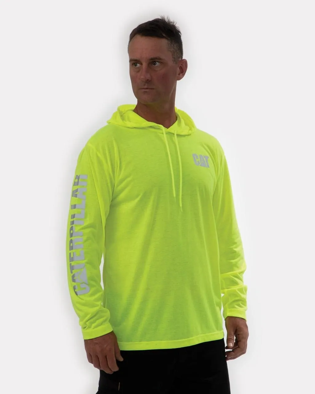 CATERPILLAR Men's Hi-Vis UPF Hooded Long Sleeve T-Shirt 1510568
