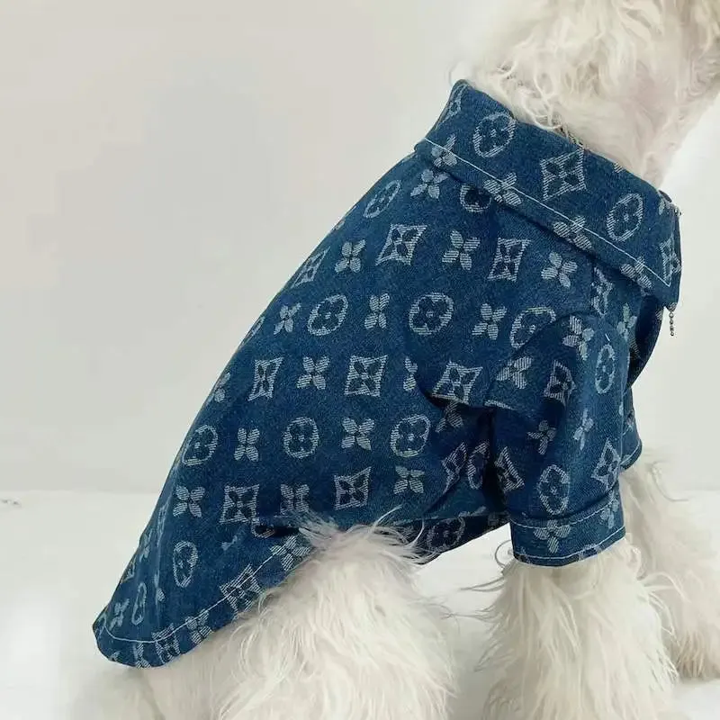 Cool Pet Denim Shirt Teddy Bichon Pomeranian Wearable Dog Clothes Spring and Autumn Pet Clothing for Small and Medium-sized Dogs Link