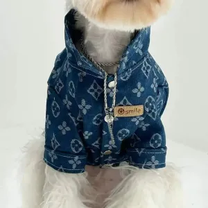 Cool Pet Denim Shirt Teddy Bichon Pomeranian Wearable Dog Clothes Spring and Autumn Pet Clothing for Small and Medium-sized Dogs Link