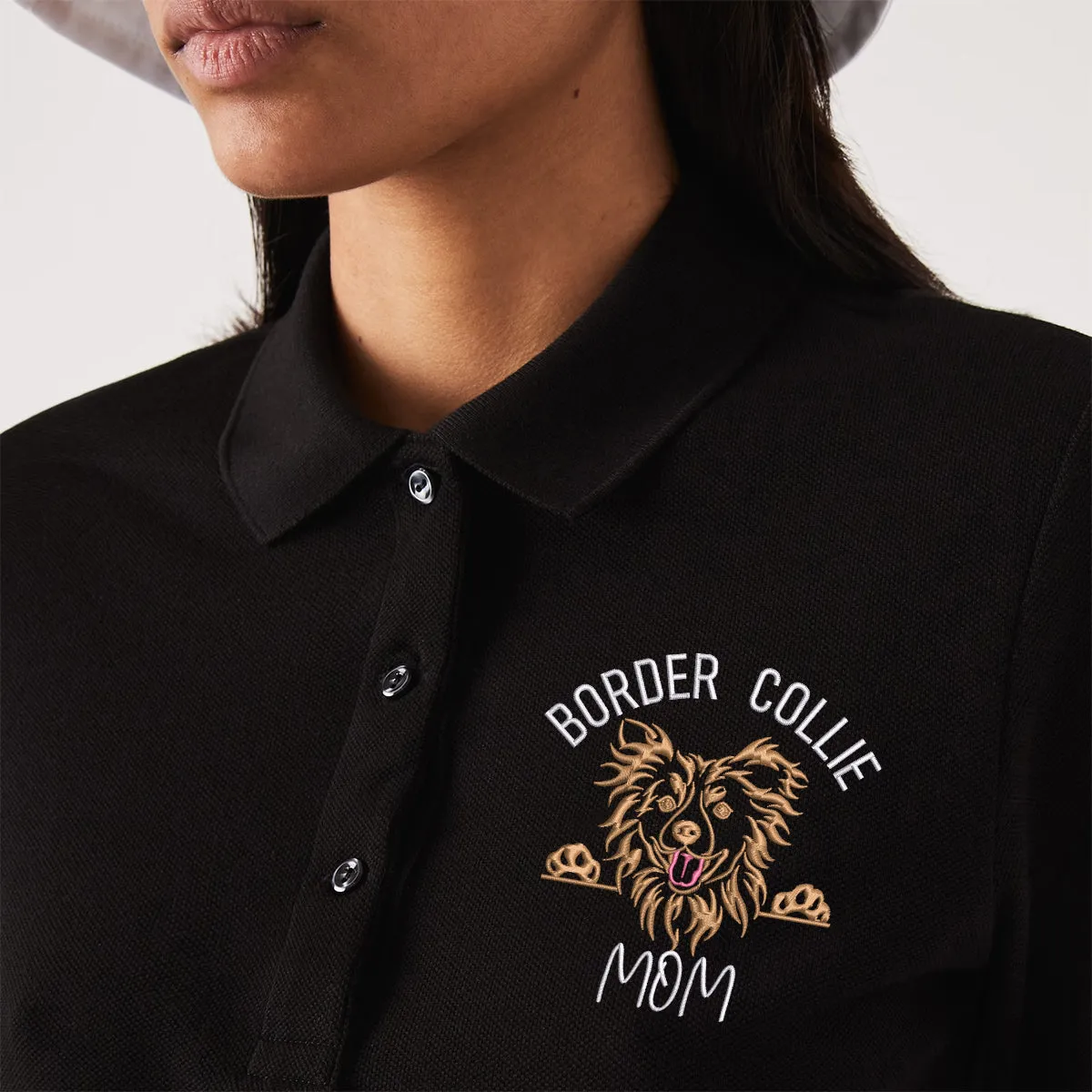 Custom Border Collie Dog Mom  Embroidered Polo Shirt, Personalized Polo Shirt with Dog Name, Best Gifts For Boxer Lovers