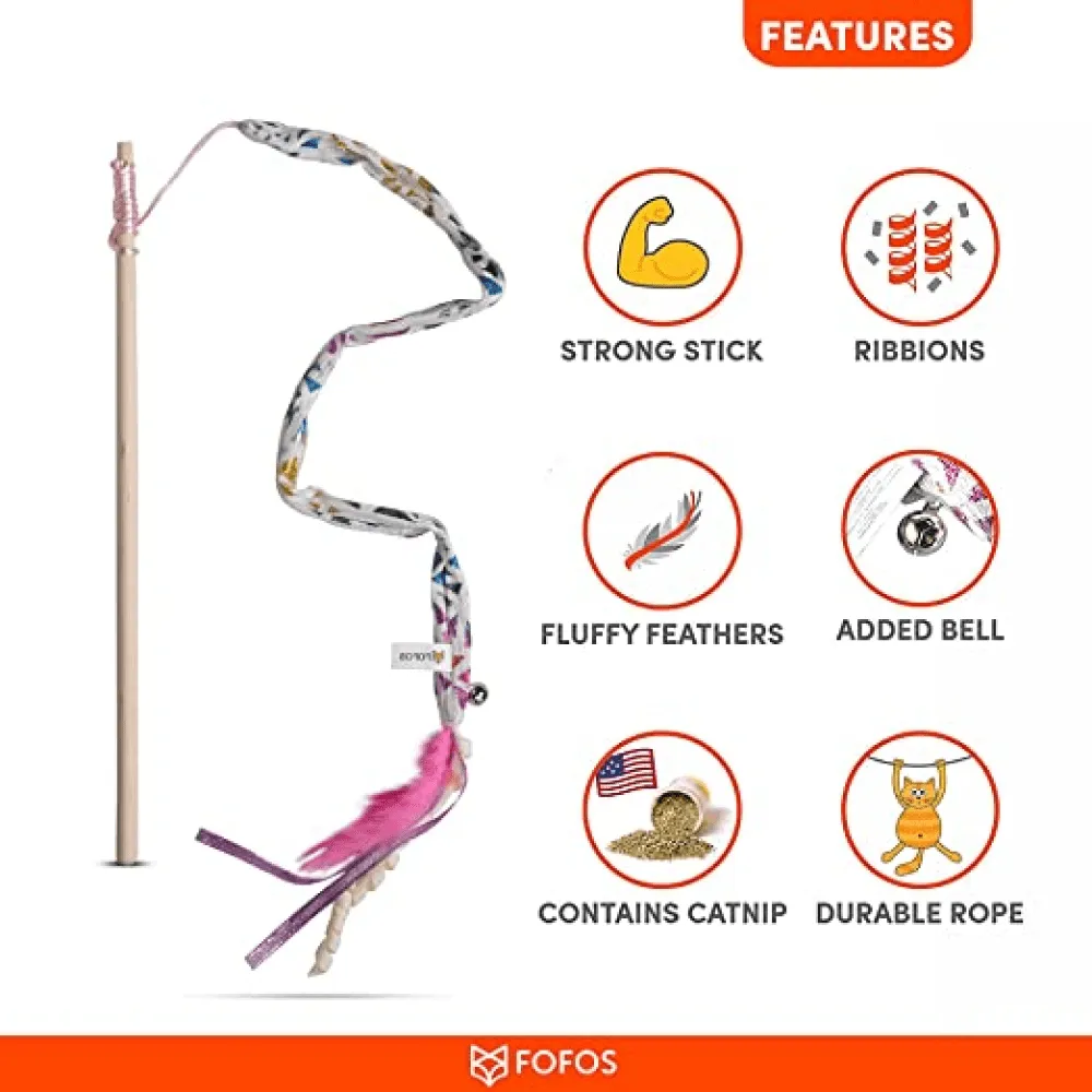 Fofos Blocky Meow Feather Wand Toy for Cats