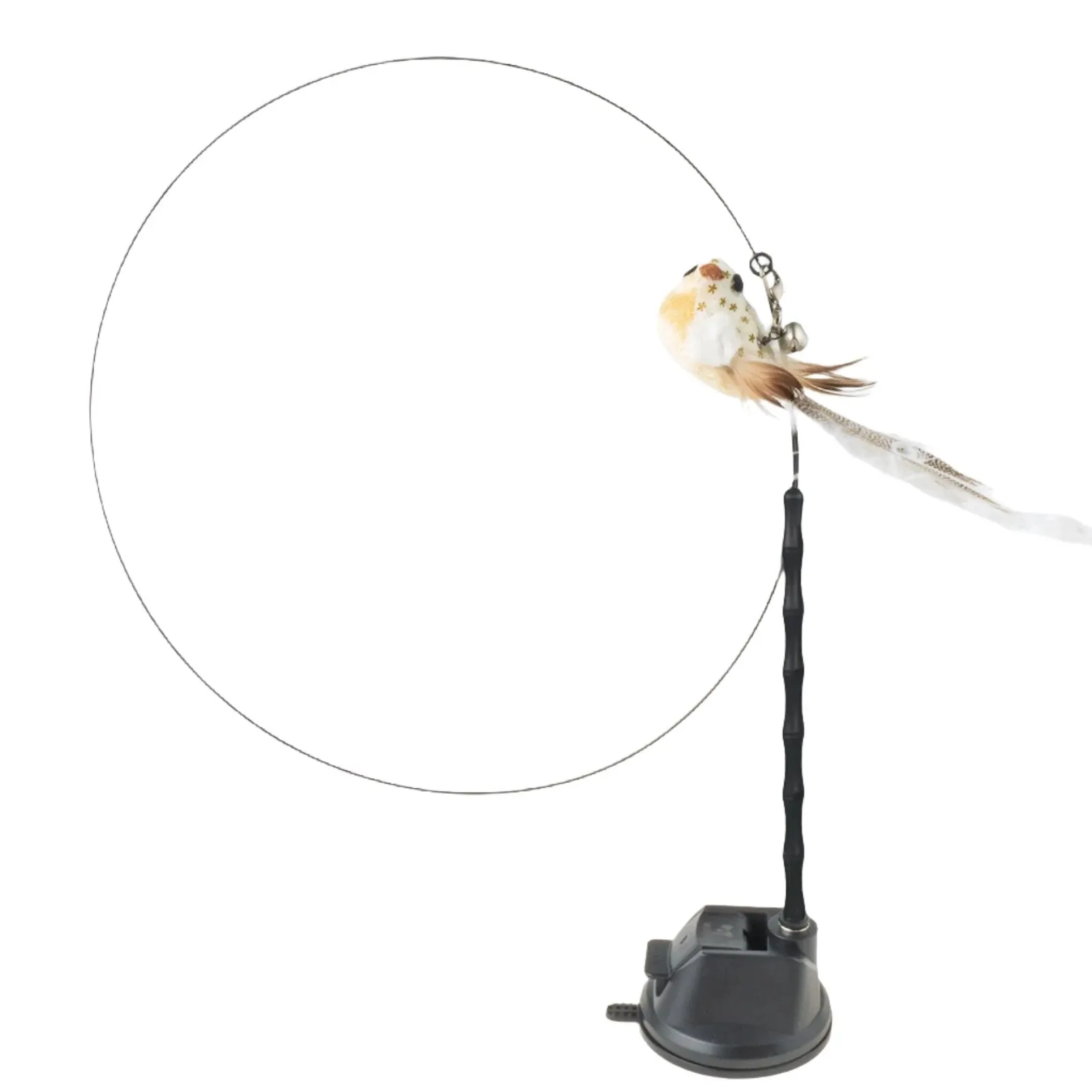 Hands-Free Interactive Bird/Feather Wand Toy with Bell