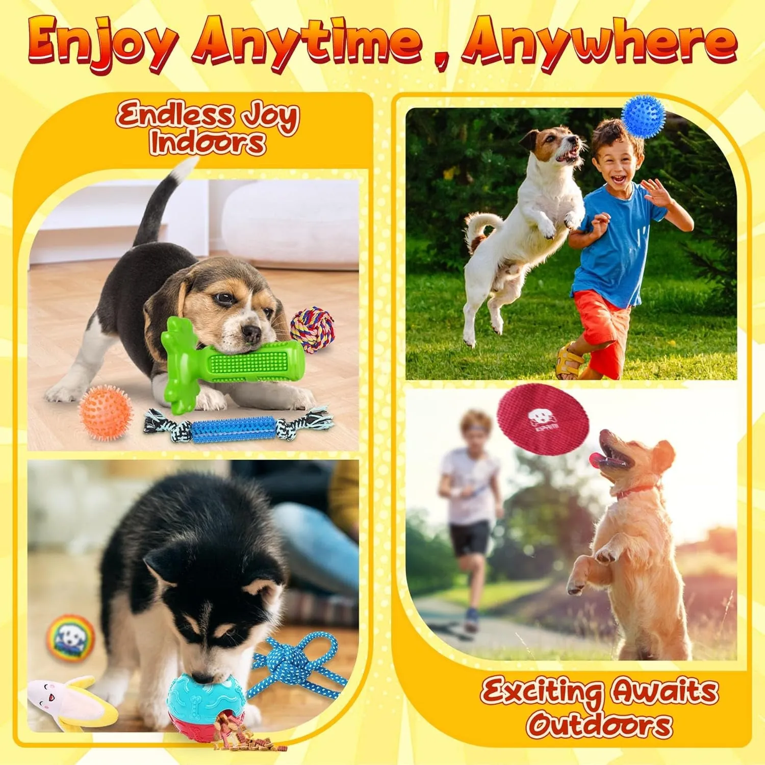 KIPRITII 25 Pack Various Puppy Dog Toys for Teething, Entertainment & Interaction, Puppy Chew Toys Pack with Rope Toys, Treat Balls and Dog Squeaky Toys for Puppy & Small Dogs