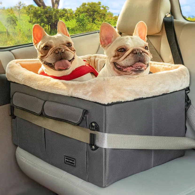 PETSFIT Dog Booster Seat For Car Pet Travel Booster Seat with Safety Belt