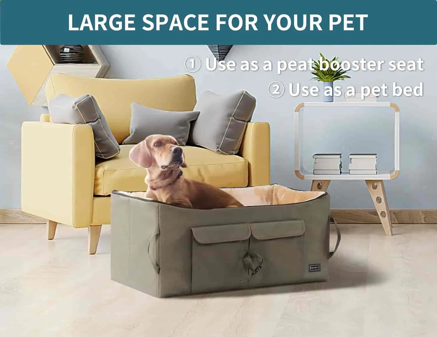 PETSFIT Dog Booster Seat for Medium Dog or 2 Small Dogs or Large Dog up to 45 lb