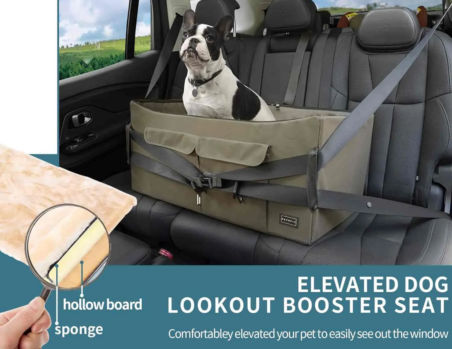 PETSFIT Dog Booster Seat for Medium Dog or 2 Small Dogs or Large Dog up to 45 lb
