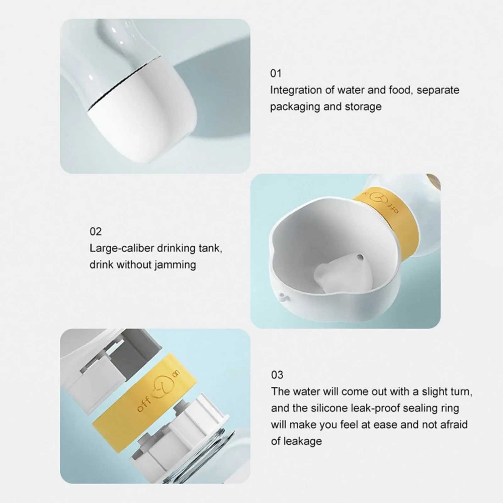 Portable Dog Water Bottle with Food Container Leak Proof Dog Travel Water Dispenser for Walking, Hiking and Travel