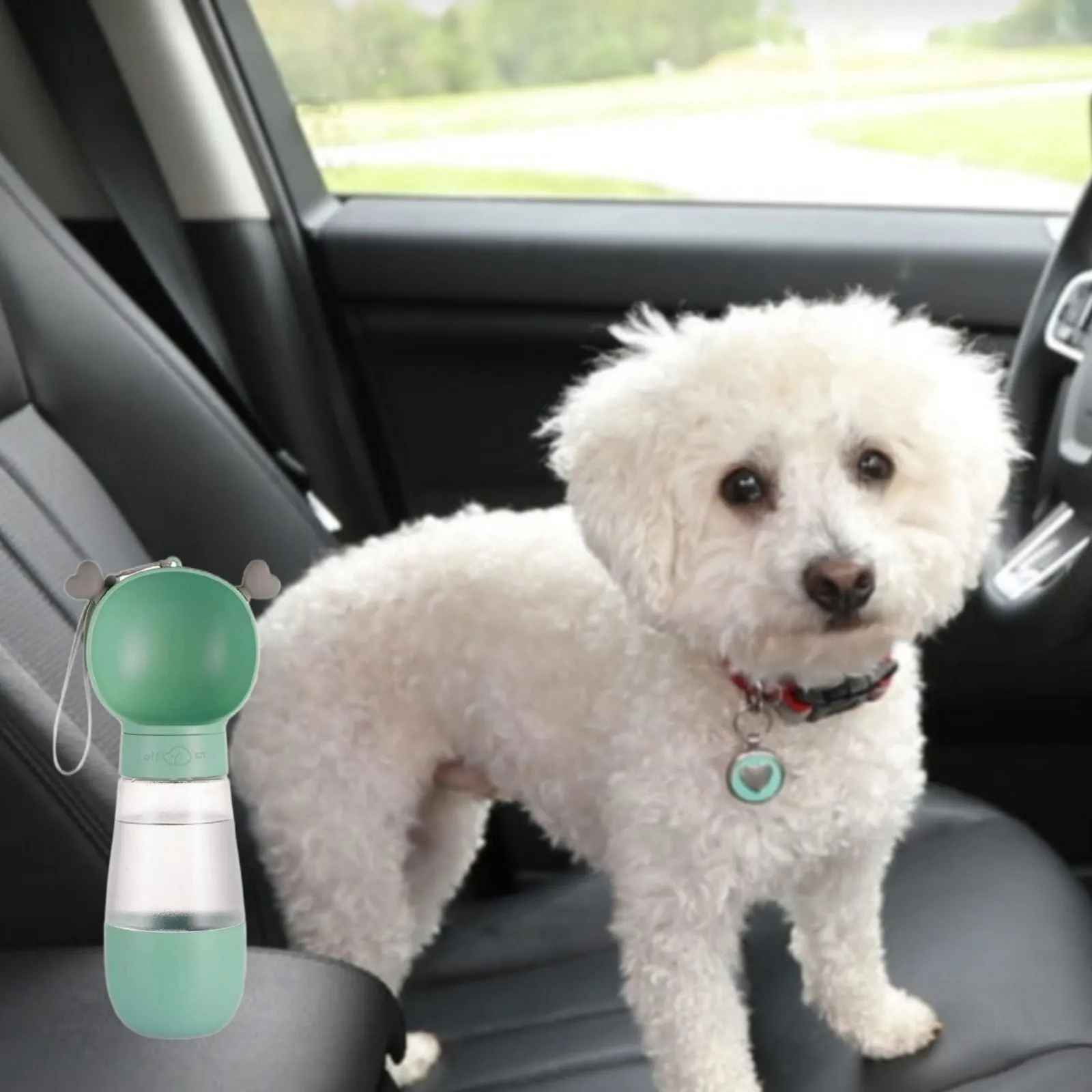 Portable Dog Water Bottle with Food Container Leak Proof Dog Travel Water Dispenser for Walking, Hiking and Travel