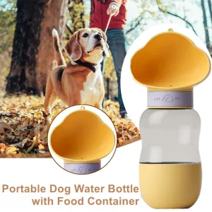 Portable Dog Water Bottle with Food Container Leak Proof Dog Travel Water Dispenser for Walking, Hiking and Travel