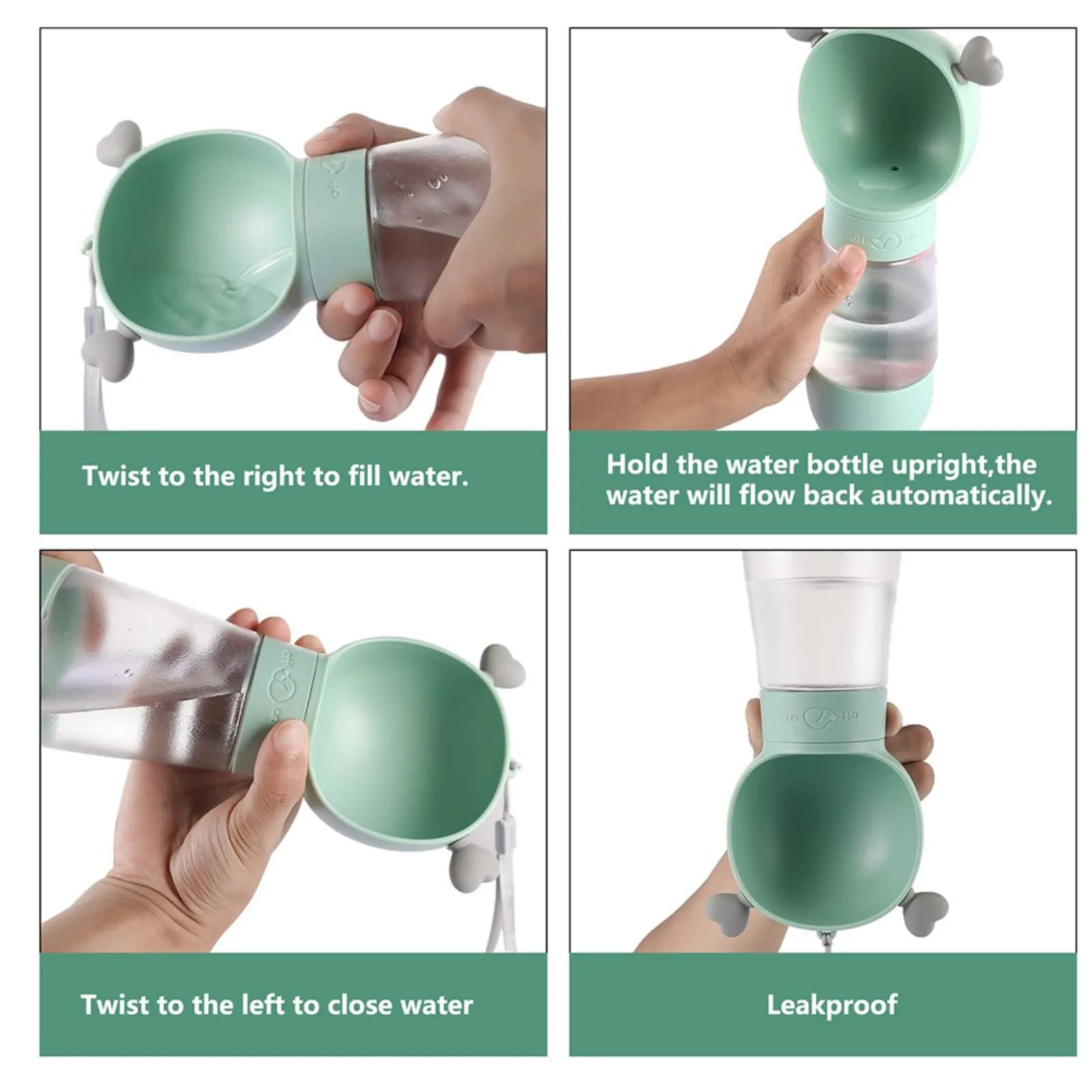Portable Dog Water Bottle with Food Container Leak Proof Dog Travel Water Dispenser for Walking, Hiking and Travel