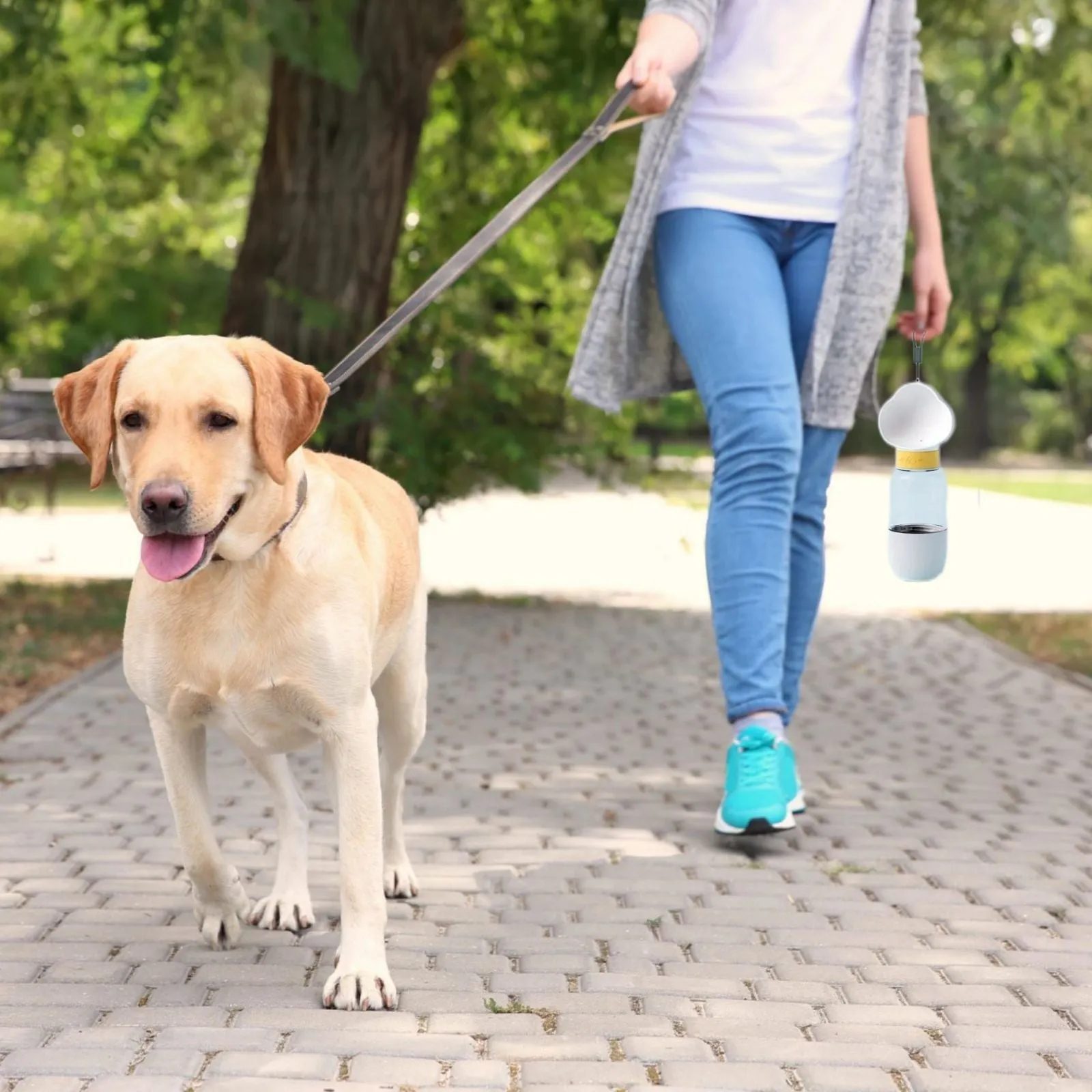 Portable Dog Water Bottle with Food Container Leak Proof Dog Travel Water Dispenser for Walking, Hiking and Travel