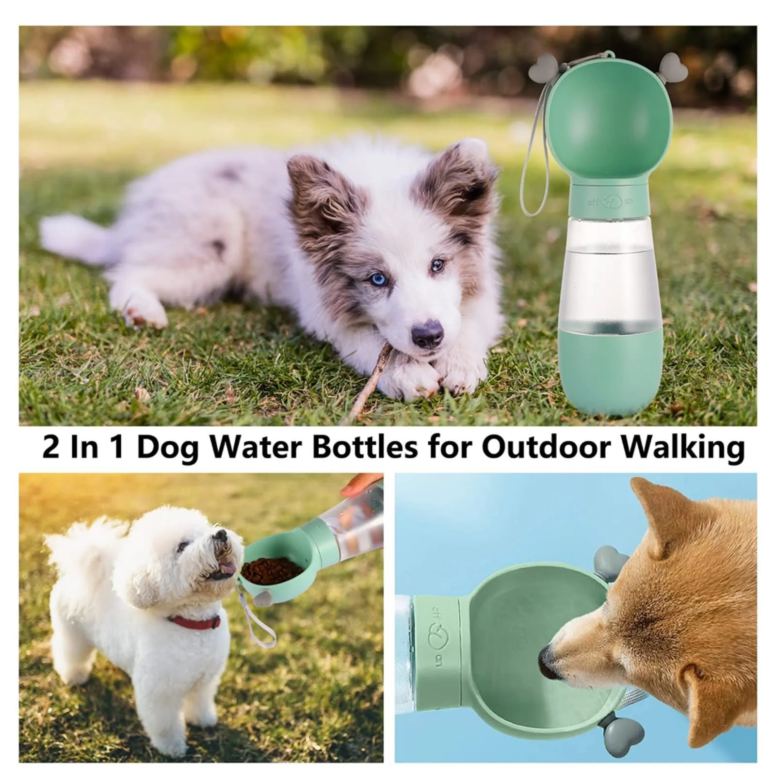Portable Dog Water Bottle with Food Container Leak Proof Dog Travel Water Dispenser for Walking, Hiking and Travel