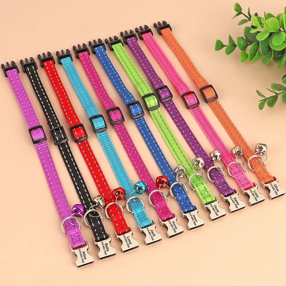 Premium Nylon Reflective Personalized Collar with Bell