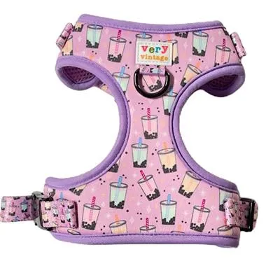 Purple Boba Milk Tea Dog Harness - Adjustable and Eco-Friendly