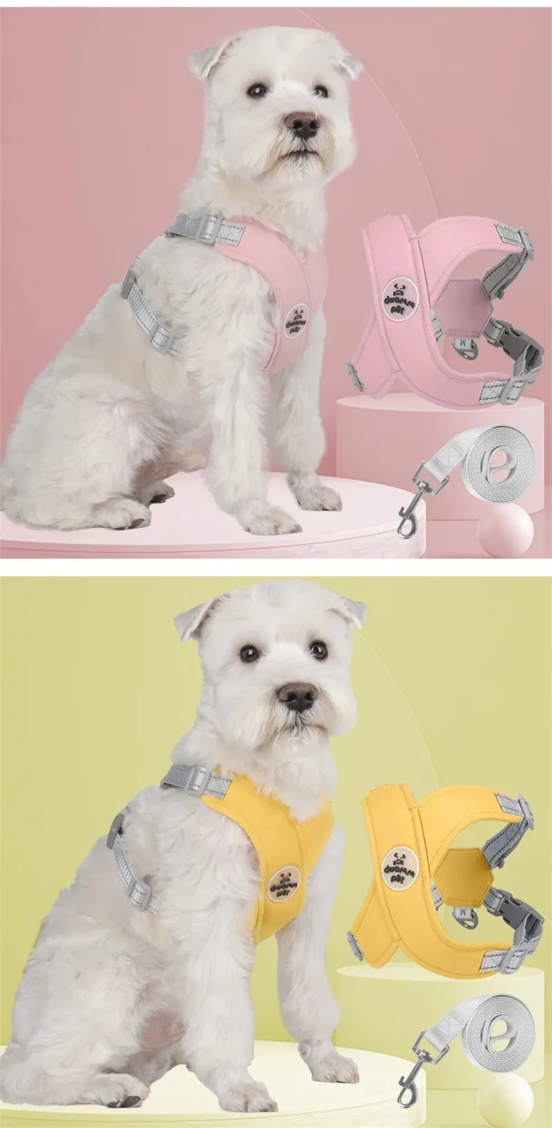 Reflective Dog Harness and Leash Set for Small to Medium Dogs