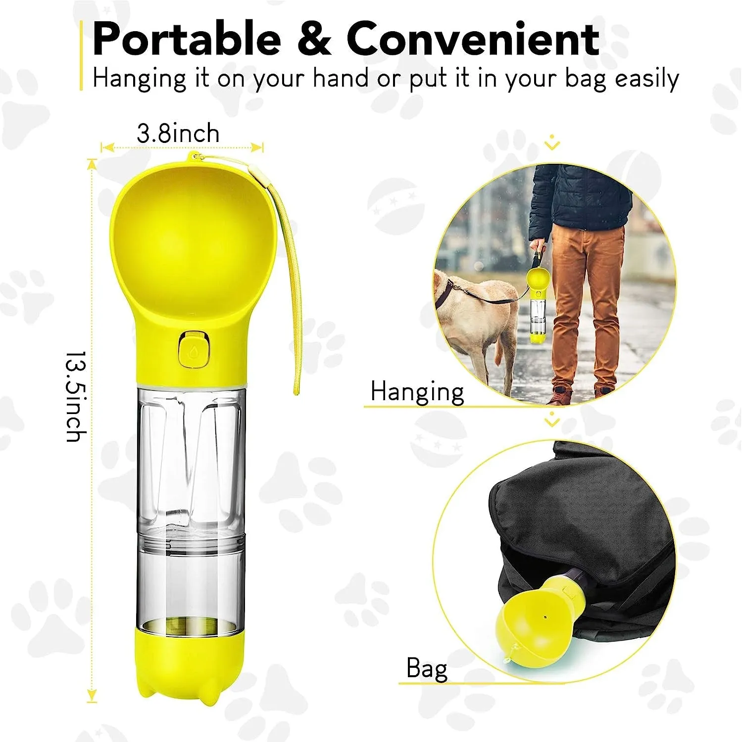 TravelPaws Yellow: Leak-Proof Water Dispenser & Feeder | Lightweight & Stylish | Perfect for Dogs, Cats, and More! 🐾💧