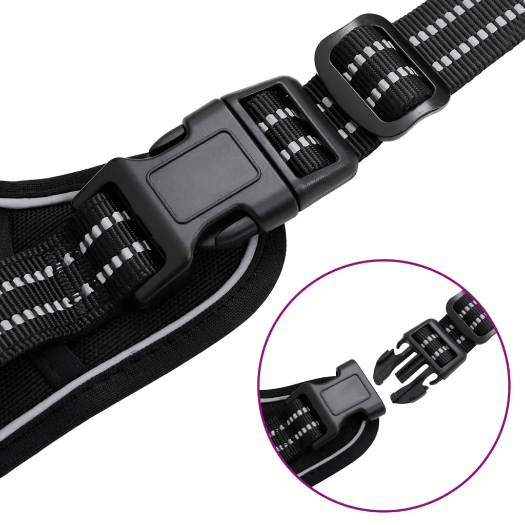 vidaXL Dog Harness with Lead & Collar Adjustable Black L