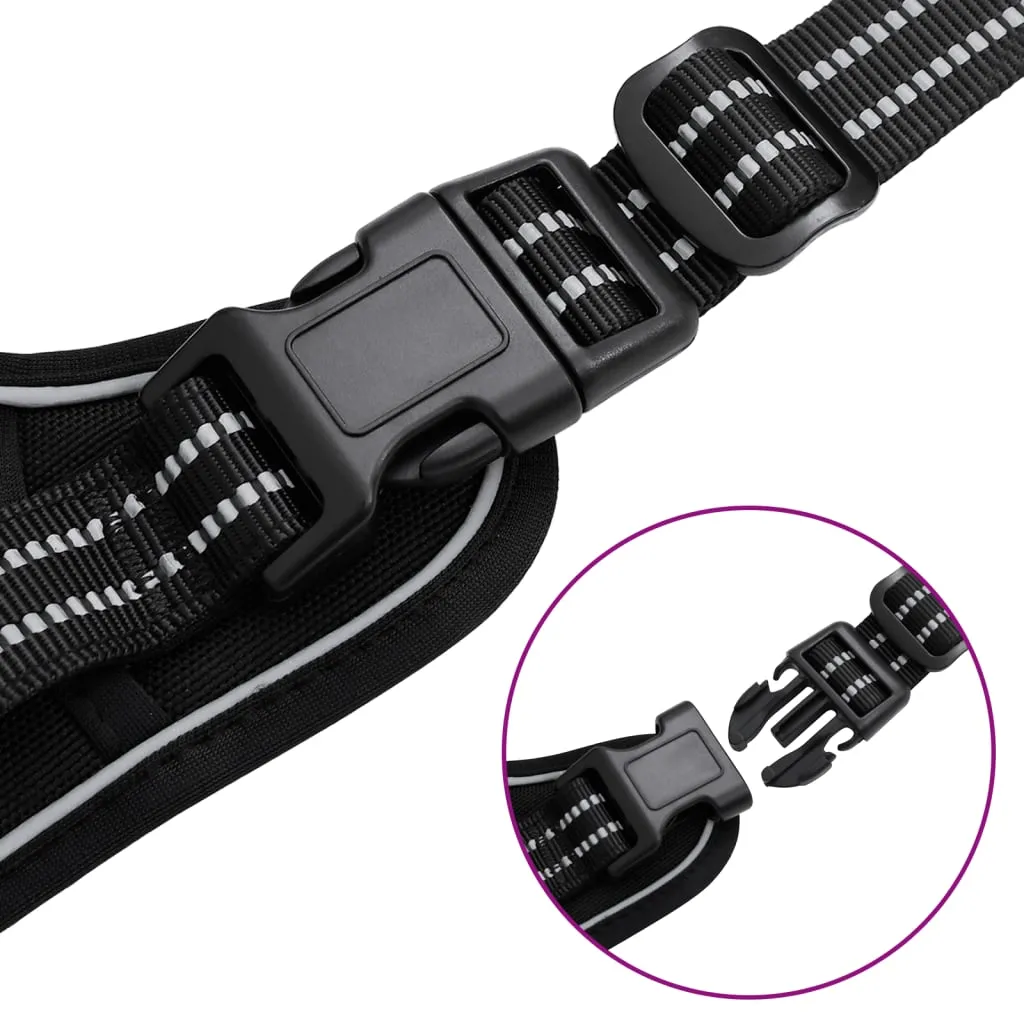 vidaXL Dog Harness with Reflective Stripes Adjustable Black L